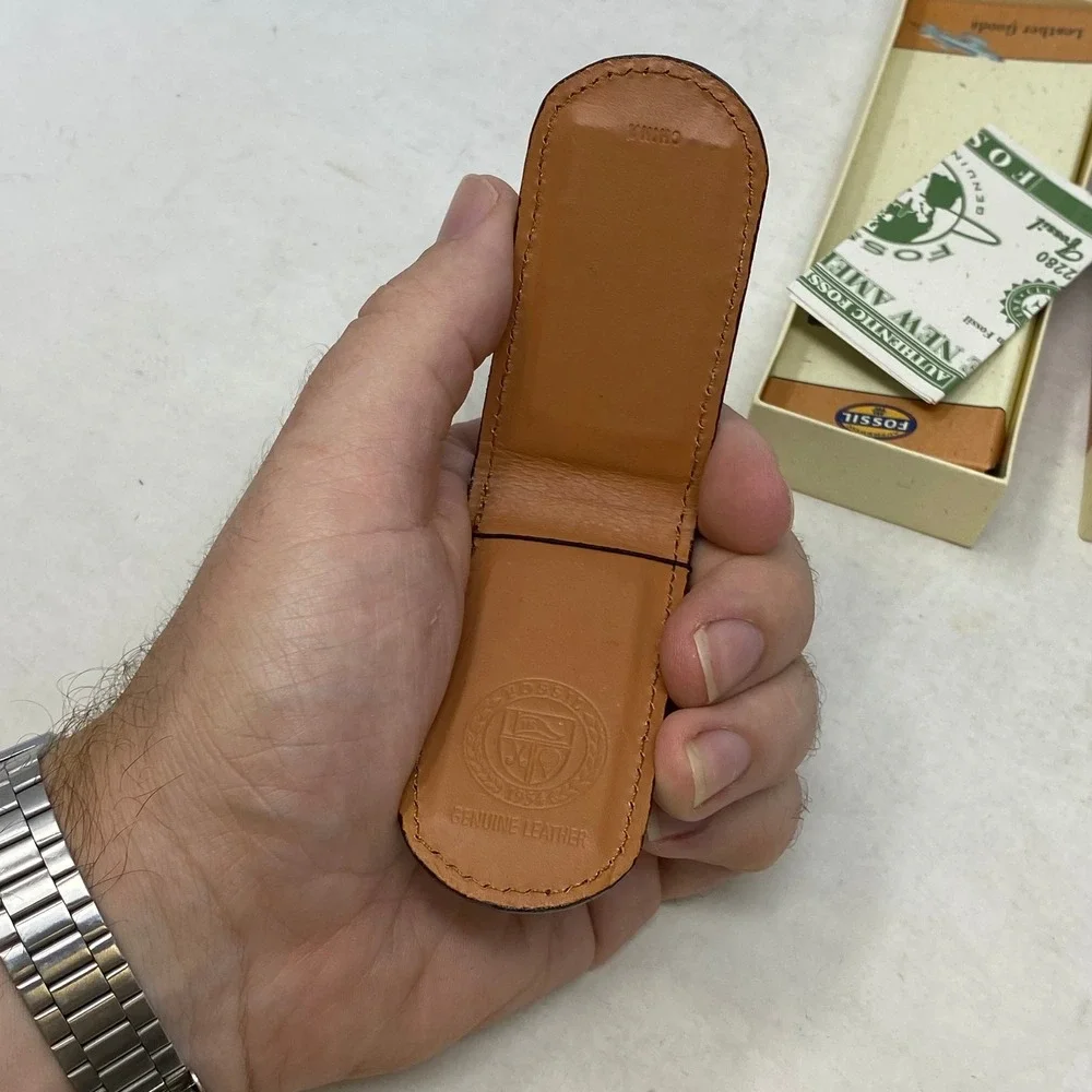 Fossil Golf Classic Brown Leather Magnetic Money Clip ML-5414200 NIB